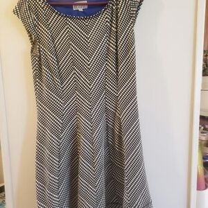 Womens bethany black white polka dots midi length dress small
